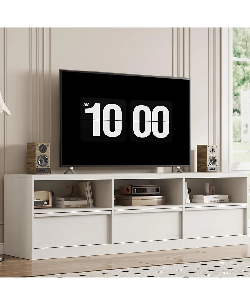 Gaomon Mid-Century Tv Stand for 65–75" TVs, Industrial Entertainment Center with 3 Drawers