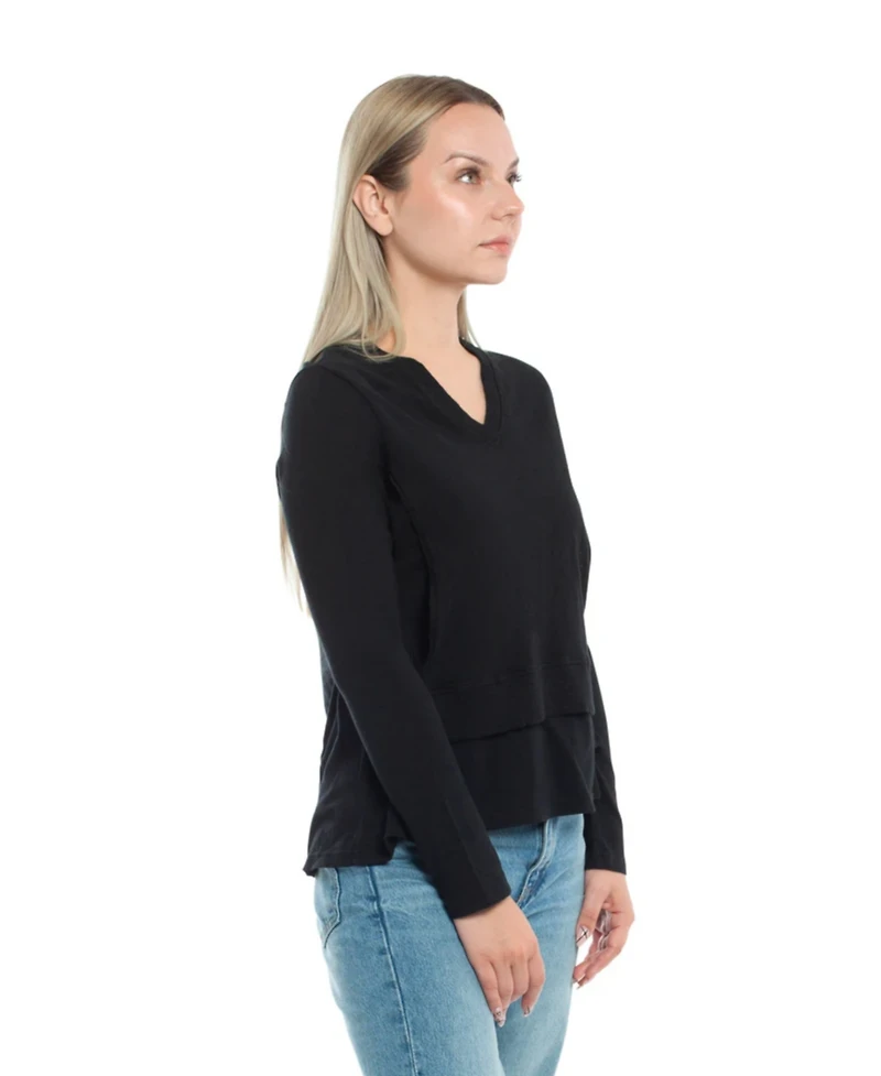 Wilt Clothing Women's Mixed Media Double Layer Long Sleeve