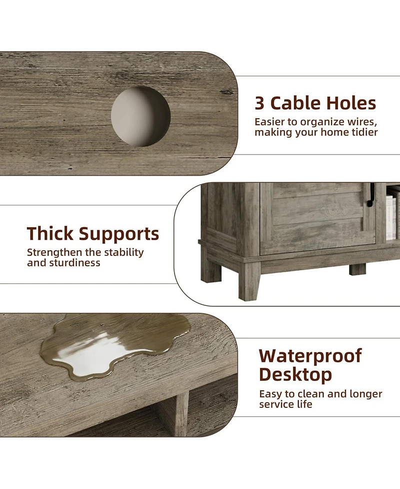 gaomon Tv Stand for 63 in, Entertainment Center with Adjustable Shelves, Farmhouse Cabinet Doors,for Living Room, Bedroom