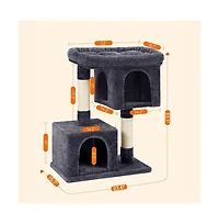 Cozito 26.4-Inch Cat Tower with 2 Cat Caves, Scratching Posts, Compact Indoor Cat Tree