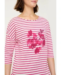 Olsen Women's Stripe & Hearts Print T-Shirt