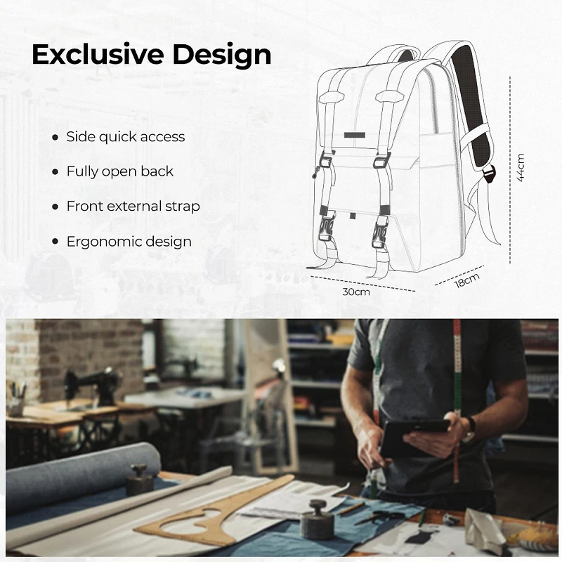 KandF Concept Beta 20L Multifunctional Waterproof Dslr Camera Travel Backpack for Outdoor Photography, Large, Black
