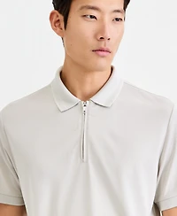 Alfani Men's Ottoman Short Sleeve Textured Quarter-Zip Polo Shirt
