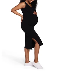 Motherhood Maternity Sleeveless Henley Racerback Midi Dress