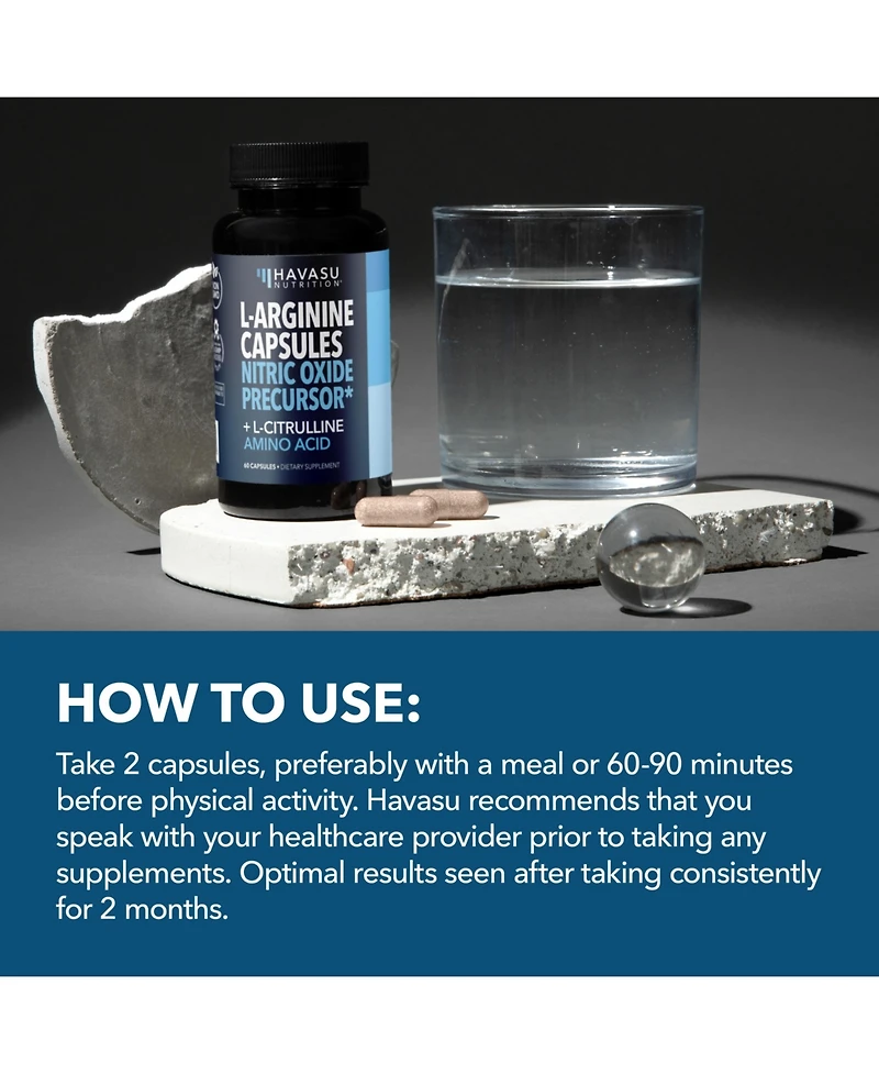 L-Arginine Capsules for Men's Stamina, Endurance & Performance, Havasu Nutrition