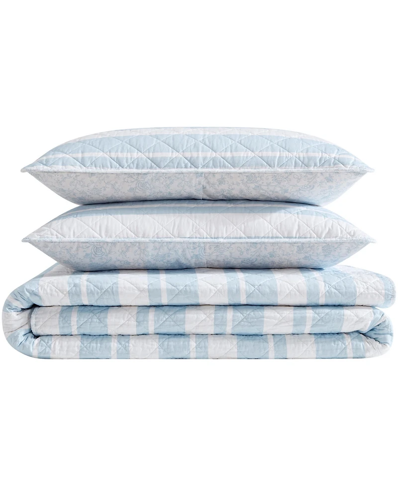 Nautica Seafront Stripe Cotton Reversible 3-Pc. Quilt Set
