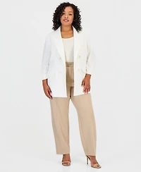 Jones New York Plus Open-Front Scrunch-Sleeve Blazer