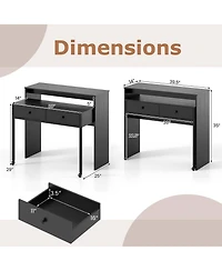 Mecale Extendable Rolling Computer Desk with 2 Drawers, Convertible Home Office Writing Desk