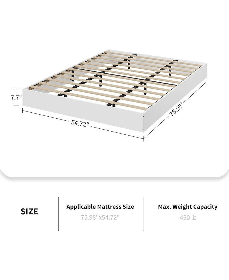 Gaomon Wood Platform Bed Frame, Solid Wood, No Headboard, Floor-Standing, Sturdy Slat Support, Box Spring Needed, Walnut