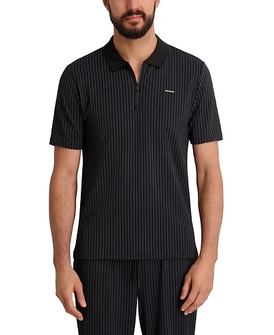 Karl Lagerfeld Paris Men's Performance Striped Polo Shirt