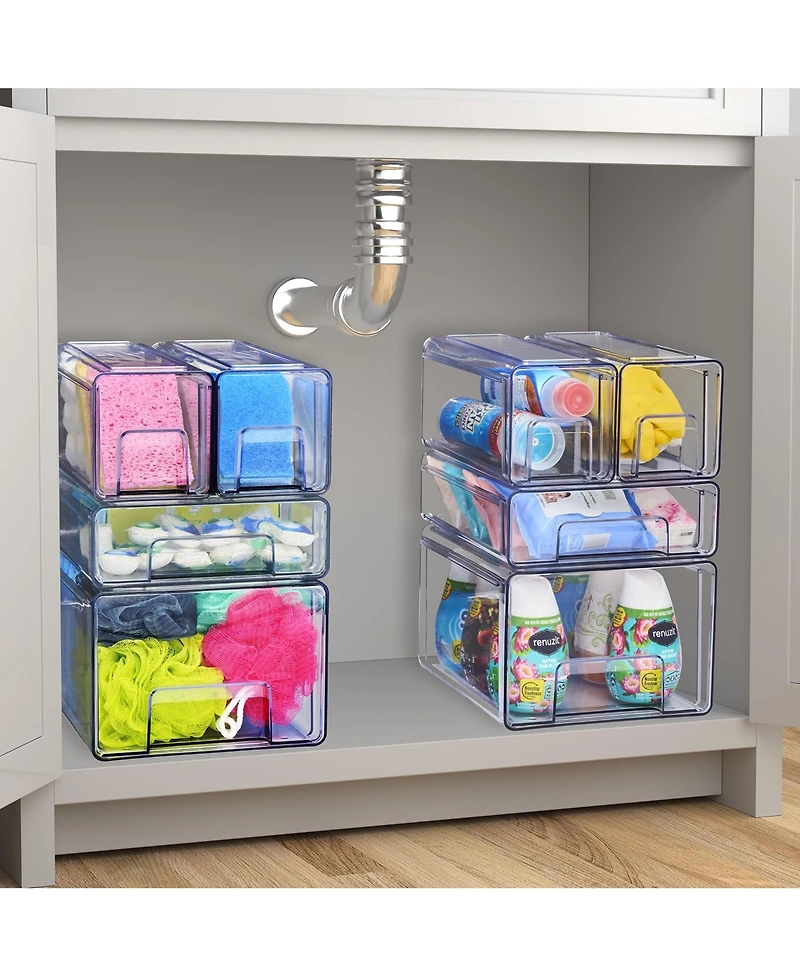Sorbus Piece Clear Stackable Storage Drawers Case with Handles - for Bathroom, Closet, Pantry, Cabinet