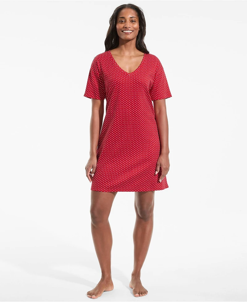 Lands' End Women's Cotton Interlock Relaxed Above the Knee Nightgown