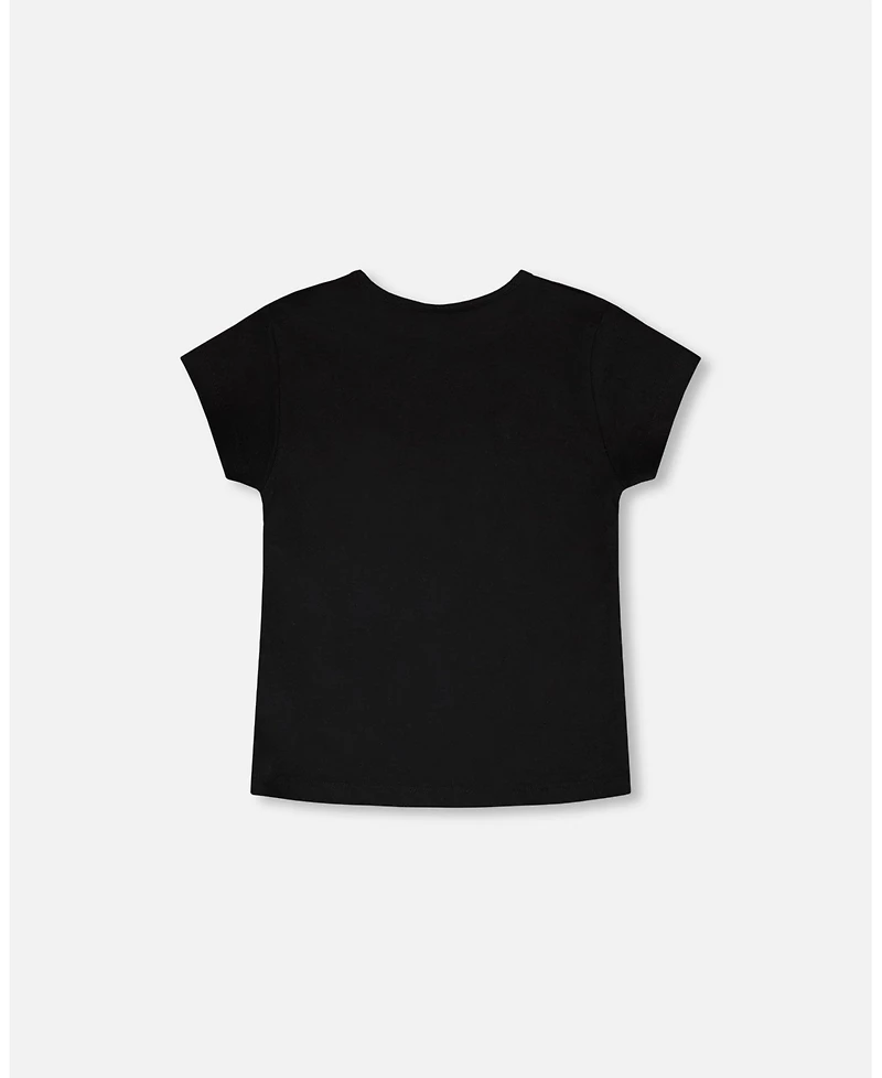 Deux par Toddler Girls ganic Cotton Jersey T-Shirt Black