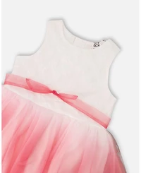 Deux par Toddler Girls Bi-Material Pleated Mesh Dress