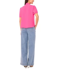 CeCe Women's Short-Sleeve Bow Tie Top