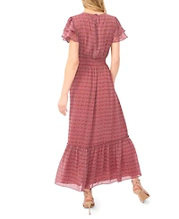 CeCe Women's Double Ruffle-Sleeve Maxi Dress