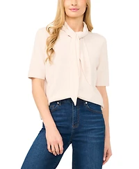 CeCe Women's Tie Neck Front Button Cardigan