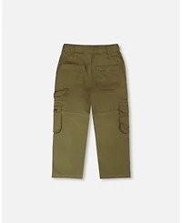 Deux par Toddler Boys Stretch Twill Carpenter Pants Dark Khaki Green