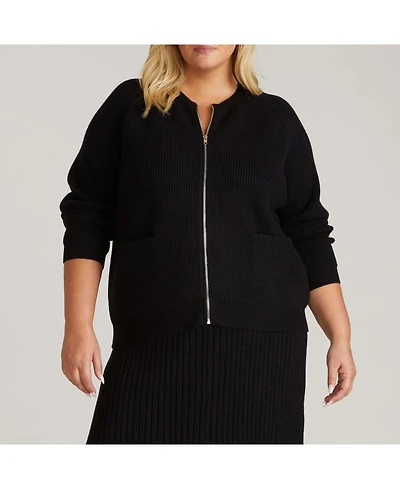 Universal Standard Women's Plus Better-Than-Wool Zip Cardigan Sweater