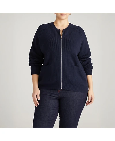 Universal Standard Women's Plus Better-Than-Wool Zip Cardigan Sweater