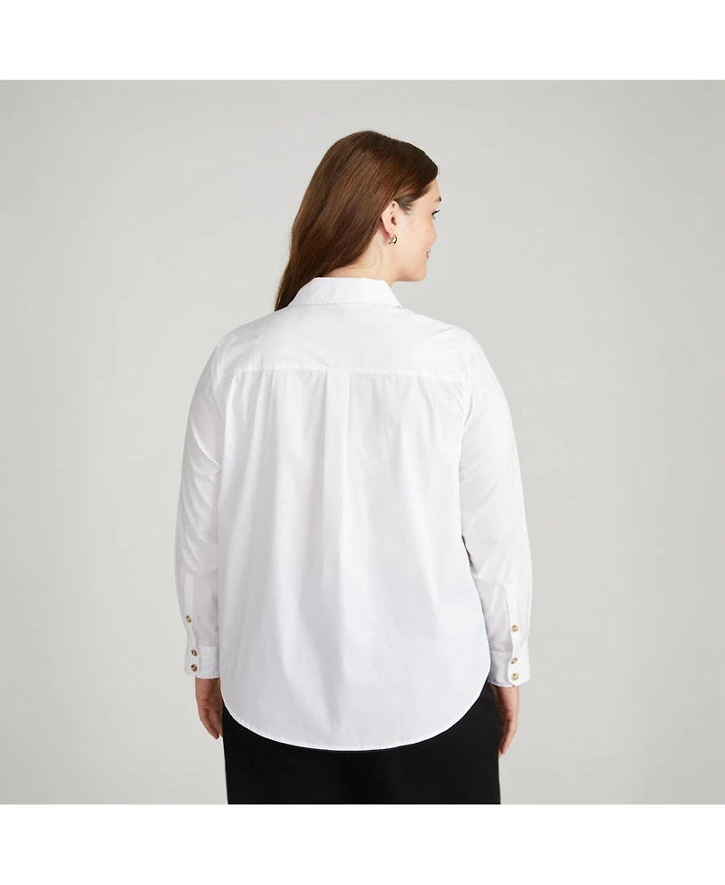 Universal Standard Plus Popover Stretch Poplin Shirt Classic Fit