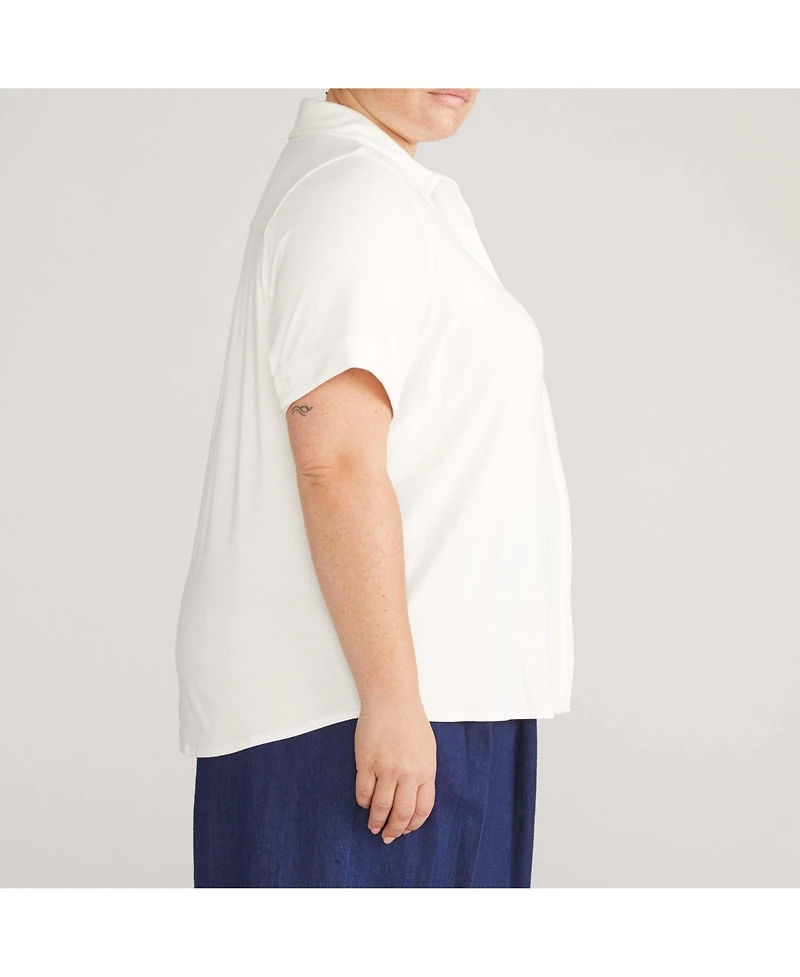 Universal Standard Women's Plus Size Chelsea Liquid Jersey Short Sleeve Shirt