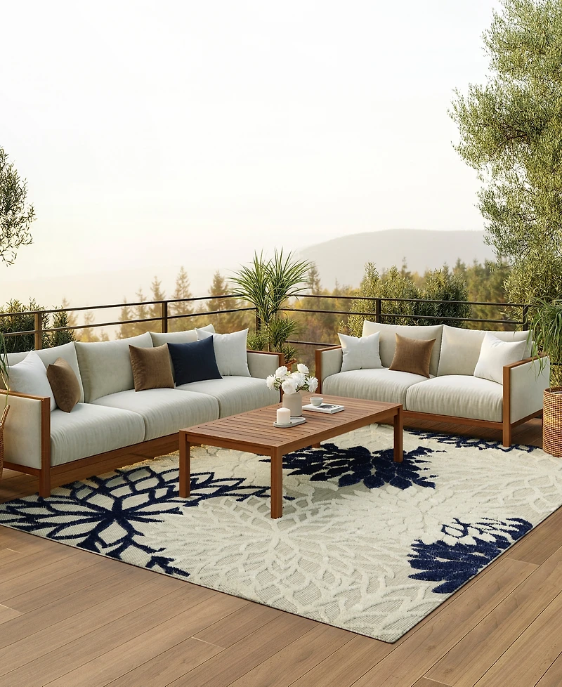 Nourison Home Aloha ALH05 Ivory and Navy 6' x 9' Outdoor Area Rug