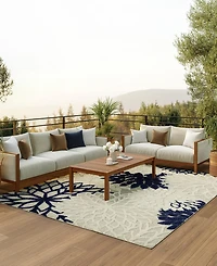 Nourison Home Aloha ALH05 Ivory and Navy 6' x 9' Outdoor Area Rug