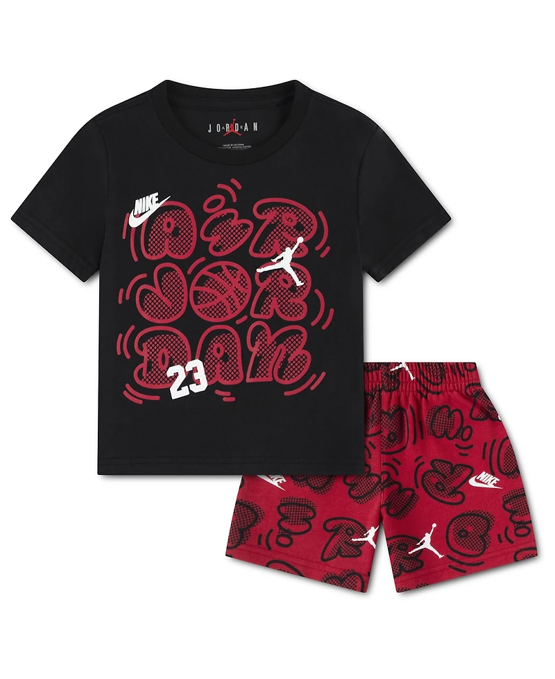 Jordan Boys' Toddler 2T-4T Printed Movement Lines T-Shirt & Shorts, 2-Piece Set
