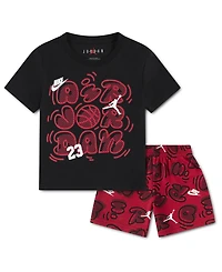 Jordan Boys' Toddler 2T-4T Printed Movement Lines T-Shirt & Shorts, 2-Piece Set