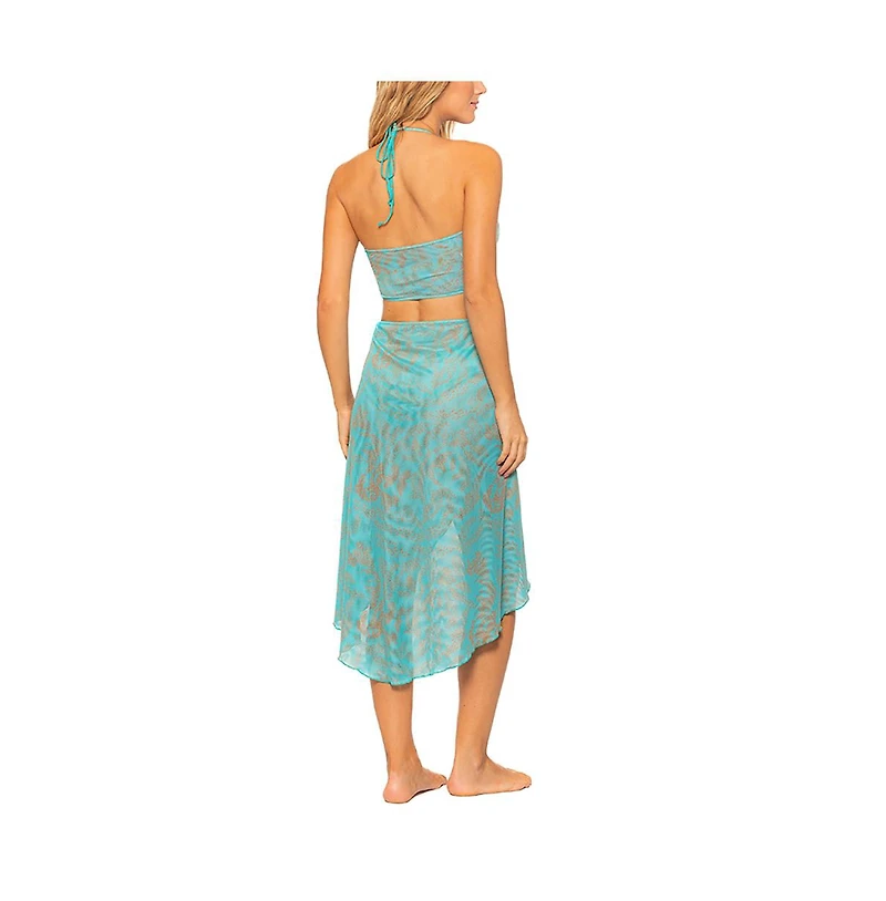 Guria Beachwear Women's Mesh Halter Cut-out High-Low Dress Cover-up