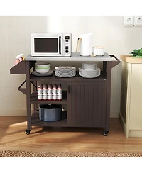 Ecooso Outdoor Grill Cart with Storage Cabinet Shelves and Stainless Steel Top-Brown