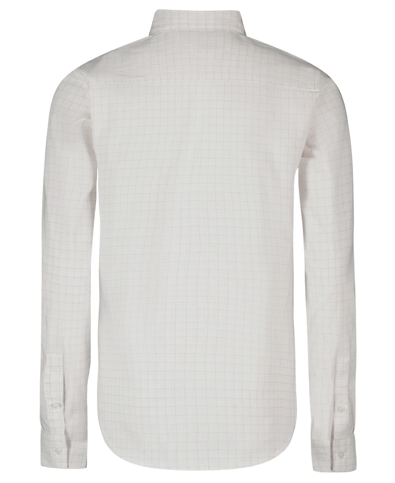 Calvin Klein Boys' 8-20 Long-Sleeve Stretch Dobby Check Dress Shirt