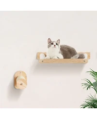 Cozito Wall-Mounted Cat Shelf Set with 2 Posts & 2 Hammocks