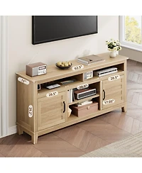 gaomon 63" Rustic Farmhouse Tv Stand for 70" TVs, Media Console with Height-Adjustable Shelves
