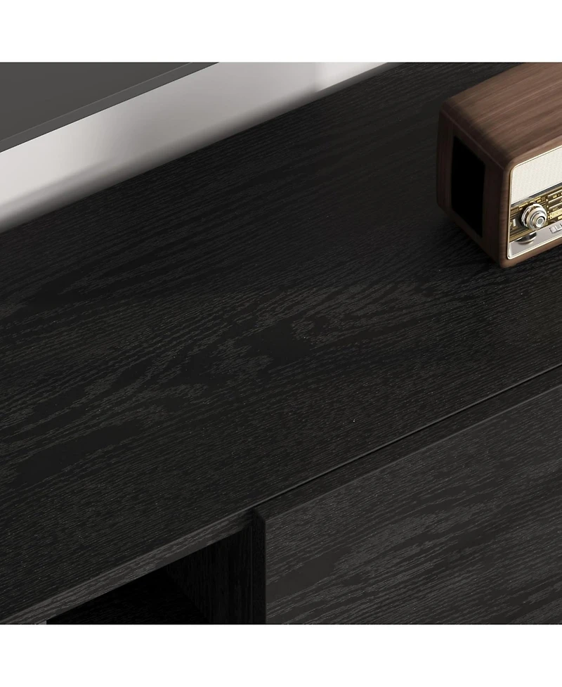 gaomon Industrial Tv Stand for 65+ inch TVs, Modern Entertainment Center with 2 Drawers, Wooden Media Cabinet Heavy Duty Leg & Open Storage