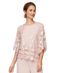 Alex Evenings Petite Burnout Chiffon Boat Neck Top