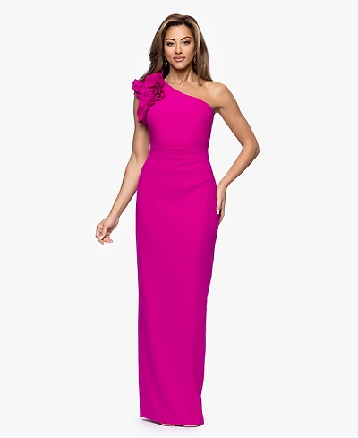 Xscape Women's One-Shoulder Ruffle Ball Gown