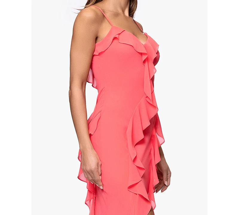 Xscape Women's Ruffle Detail Maxi Dress