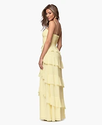 Xscape Women's Ruffle Detail Tiered Maxi Dress