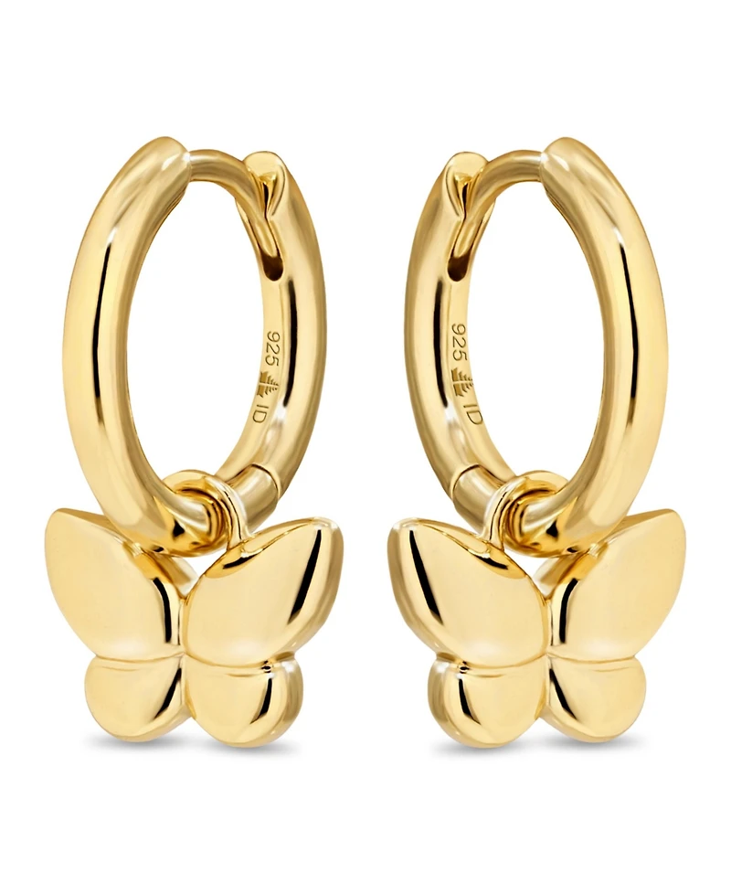 Devata Butterfly Hoop Earrings in Plated Sterling Silver
