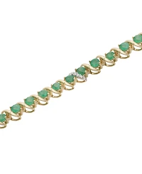 Macy's Emerald (2-7/8 ct. t.w.) and Diamond (1/10 ct. t.w.) Bracelet in 10k Yellow Gold
