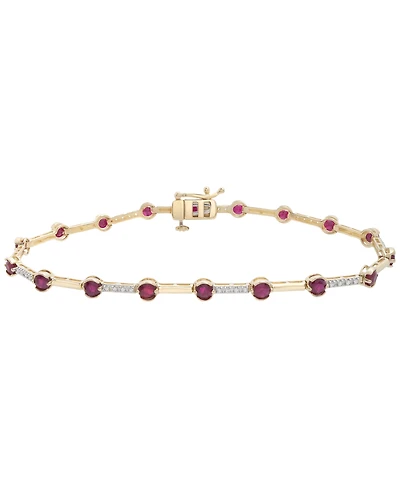 Macy's Ruby (2-5/8 ct. t.w.) and Diamond (1/10 ct. t.w.) Bracelet in 10k Yellow Gold