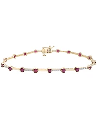 Macy's Ruby (2-5/8 ct. t.w.) and Diamond (1/10 ct. t.w.) Bracelet in 10k Yellow Gold