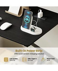 Mecale Rolling Computer Desk with Charging Station and Monitor Shelf, Home Office Storage Desk