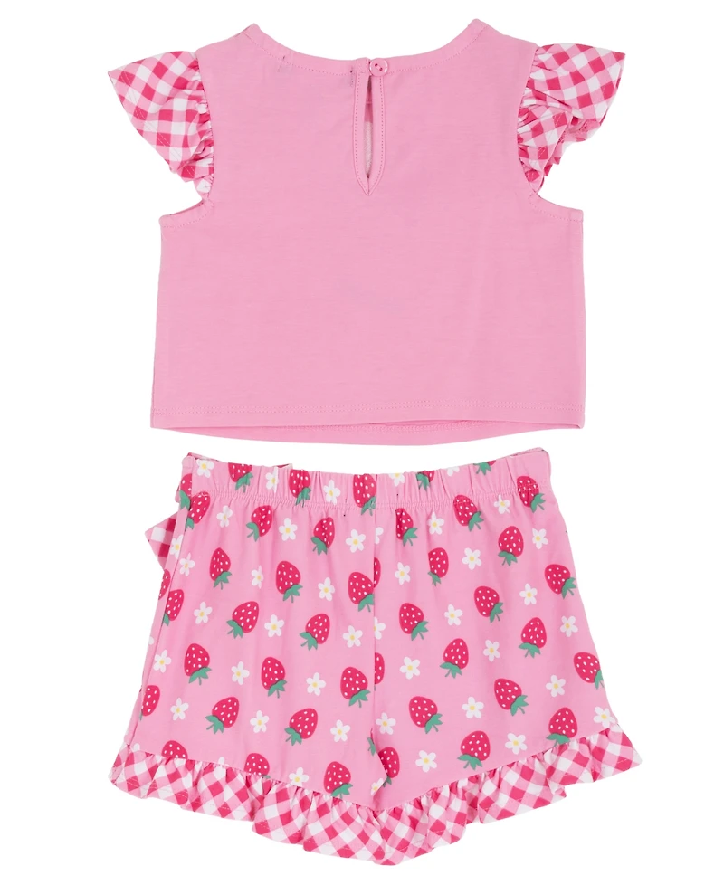 Rare Editions Baby Girls' Strawberry Applique Top and Skort, 2-Piece Set
