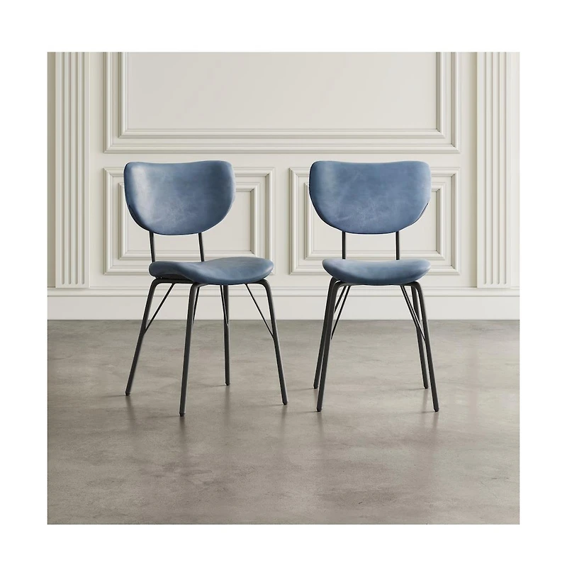 Jofran Contemporary Modern Faux Leather Split-Back Upholstered Dining Chair (Set of 2)