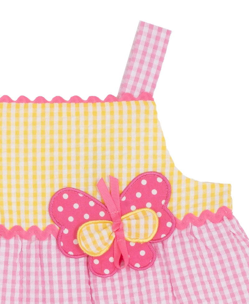 Rare Editions Baby Girls' Yellow Butterfly Applique Square Neck Dress and Panty, 2-Piece Set