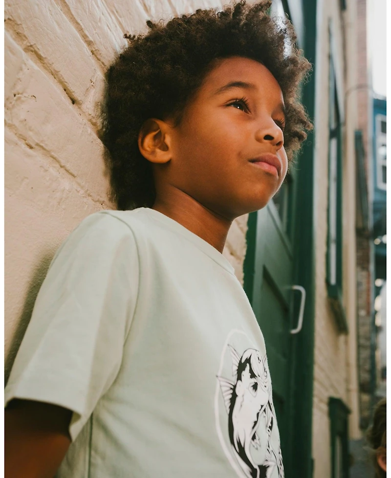 Deux par Deux Toddler Boys ganic Cotton Jersey T-Shirt with Print Sage