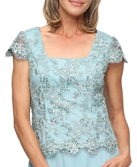 Alex Evenings Petite Embroidered Tulle Midi Dress